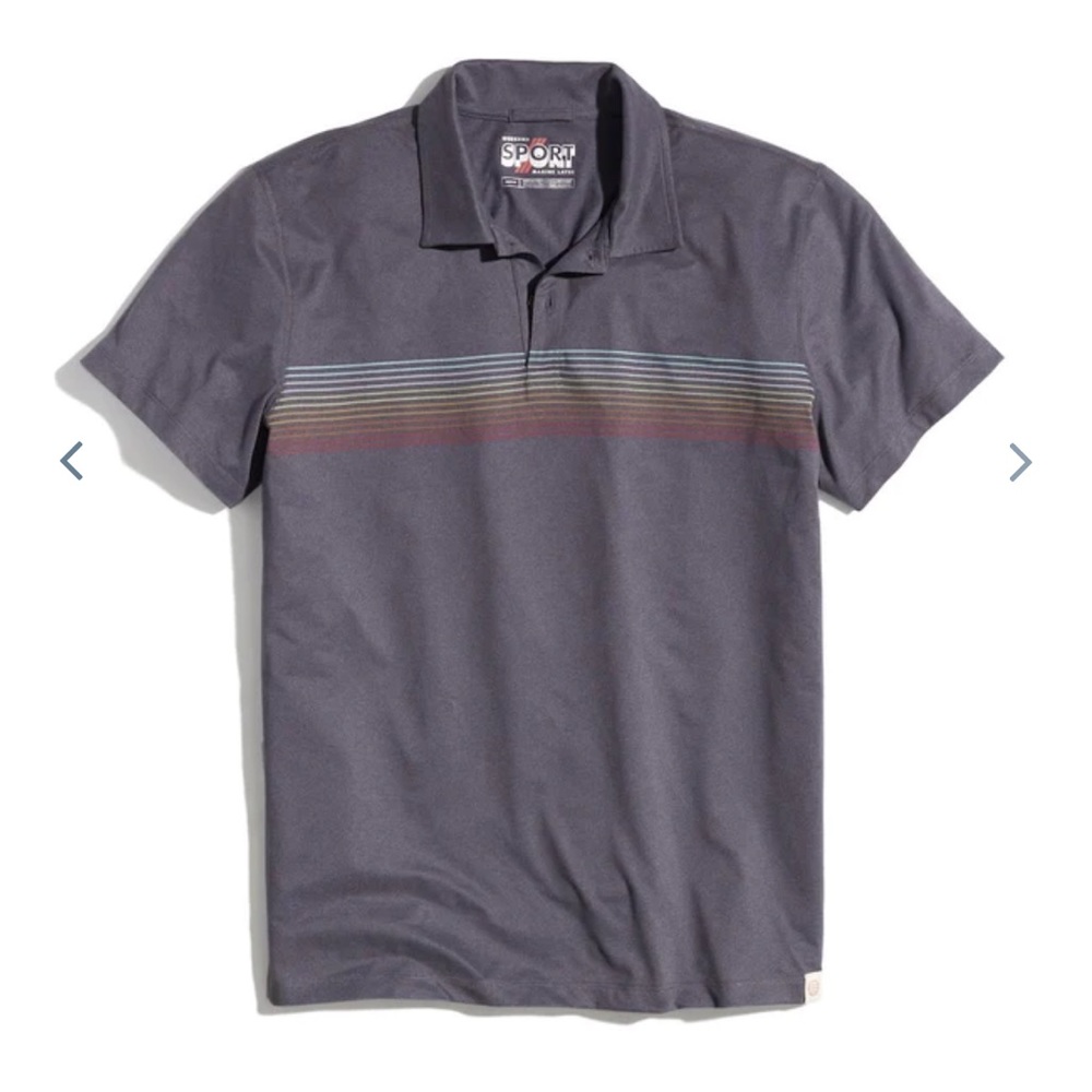 Marine Layer Men's Polo Shirt - Charcoal with Multicolor Stripes